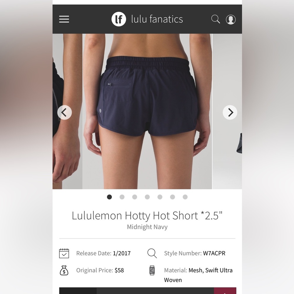 *SOLD* Navy Lululemon Hottie Hots 2.5 inch